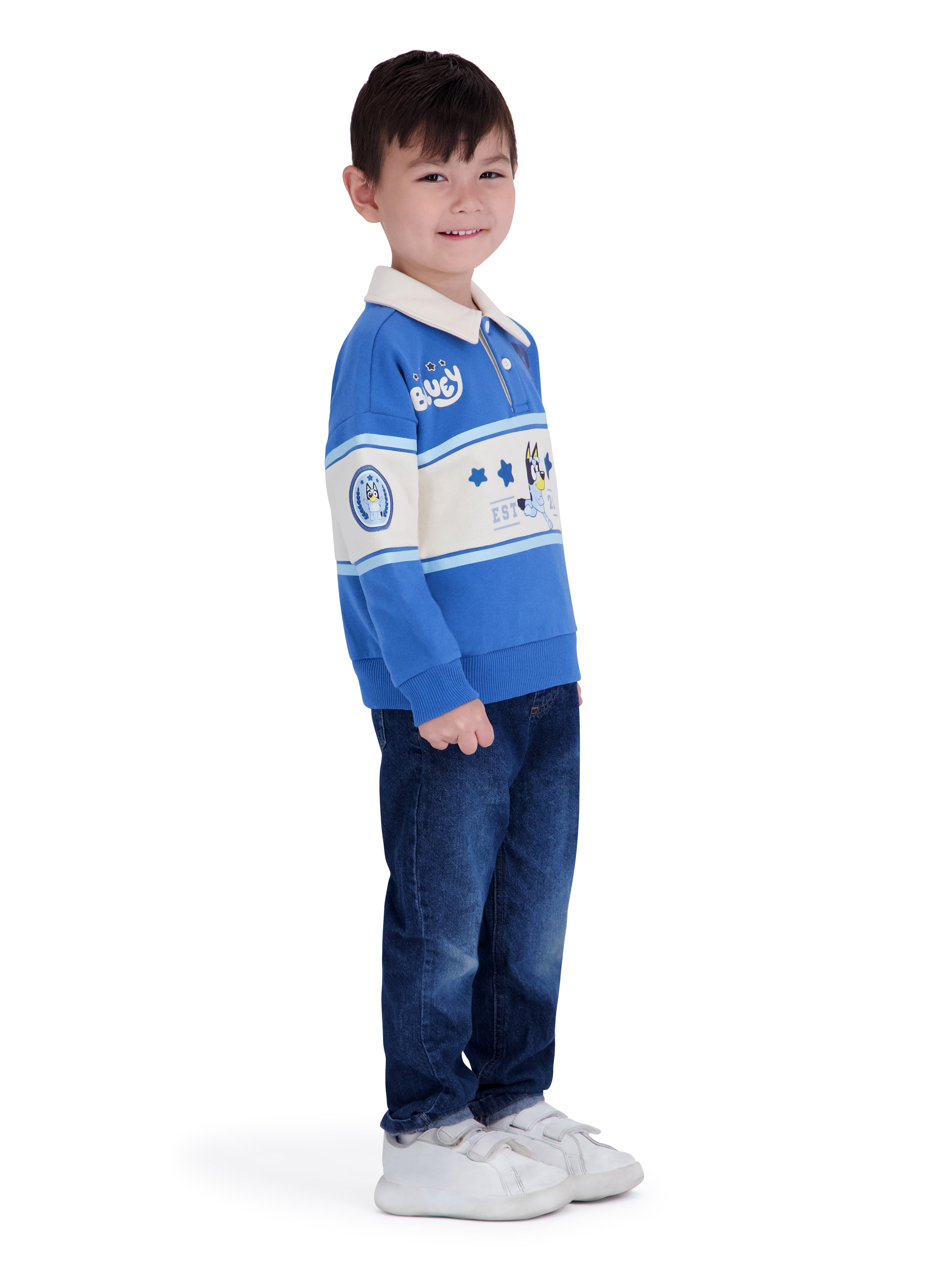 Bluey Toddler Boy Long Sleeve Rugby Shirt, Sizes 12M-5T