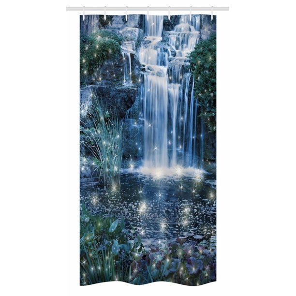 Magical Stall Shower Curtain, Fairy and Fantastic Cascade at the Night