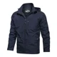 thumbnail image 1 of Chaqueta ligera impermeable para hombre, otoño 2024, nueva chaqueta informal con capucha desmontable, para exteriores, senderismo, acampada, cortavientos suelto para trabajo, 1 of 4