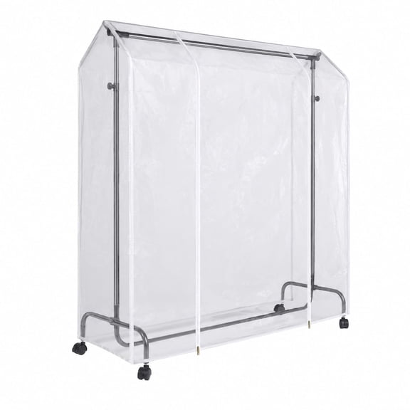 Truelife Transparent Clothing Rack Cover - 72" Waterproof PEVA Wardrobe Protector, Dustproof Garment Storage Bag with Zipper Closure for Suits, Coats, and Dresses (65" x 72" x 23")