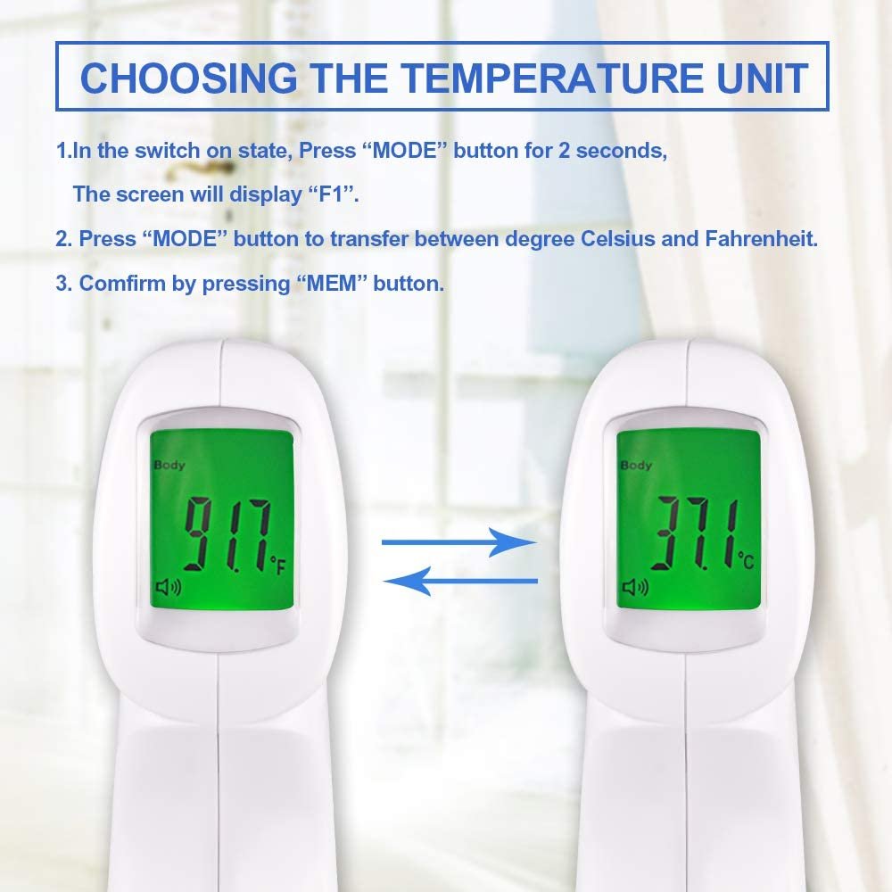 Berrcom JXB-182 Non-Contact Infrared Forehead Thermometer – Medical Grade