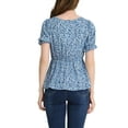 thumbnail image 3 of Allegra K Women's Faux Placket Ruffle Hem Puff Sleeve Button Decor Peplum Top, 3 of 5