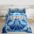 thumbnail image 2 of Homewish Cartoon Princess Queen Comforter Set,Kawaii Snowflake Bedding Sets,Blue White Bedding Comforter Set For Girls Kids,Ultra Soft Home Decor Reversible,3 Pieces, 2 of 8