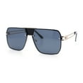 thumbnail image 4 of Mens Luxury Oversized Rimless Mob Racer Metal Rim Sunglasses Gold - Black, 4 of 6
