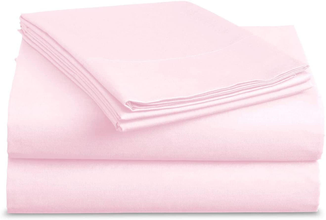 Queen Baby Pink Solid 4 Pc Bed Sheet Set 1000 Thread Count 100% Egyption Cotton 
