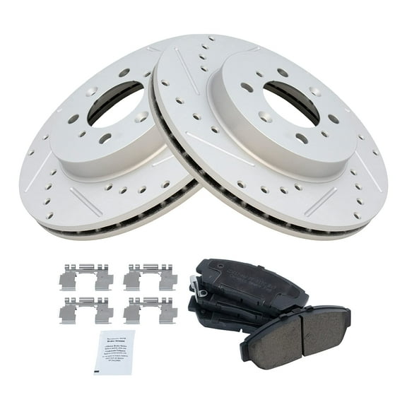 TRQ Front Performance Brake Pad & Rotor Kit Brake Pads Brake Rotors Set Ceramic Premium G-Coated Fits Select 1994-2001 Acura Integra 1993-1995 Honda Civic