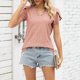 thumbnail image 4 of Blusas para las Mujeres Casual Verano Cuello en V Manga Corta con Botones Hueco Camiseta, Top de Moda para Diario Y Fiesta, 4 of 5