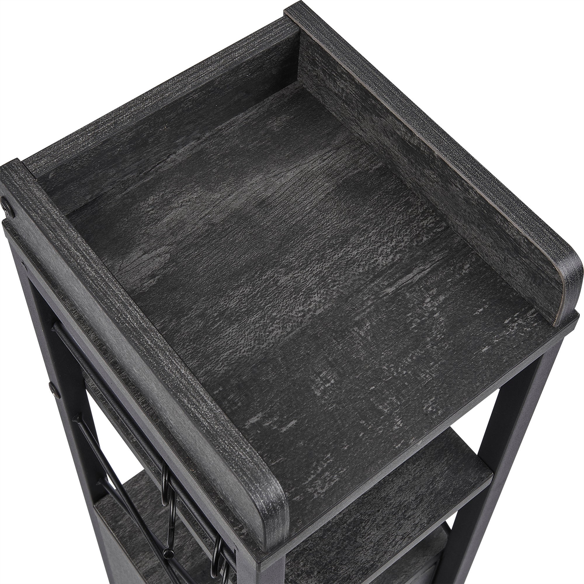 VECELO Bathroom Storage Cabinet with Toilet Paper Holder, 3-Tier Open Shelves Bathroom Organizer with for Small Spaces, Charcoal Grey