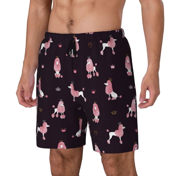 Balery Poodle Dog Bañador para hombre, shorts de playa de secado rápido con entrepierna y forro de compresión-Small