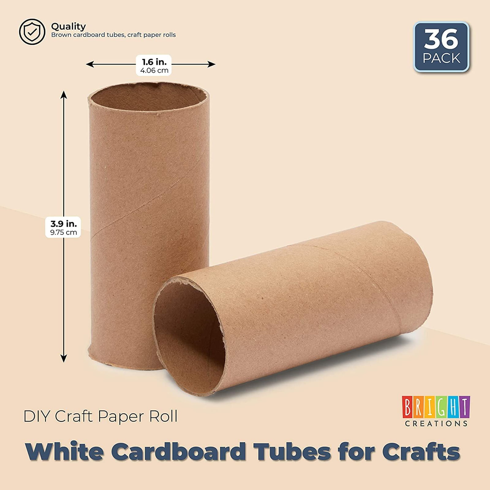  36 Pack Brown Cardboard Tubes for Crafts, DIY Craft Paper Roll  for Diorama (1.6 x 4.7 in)