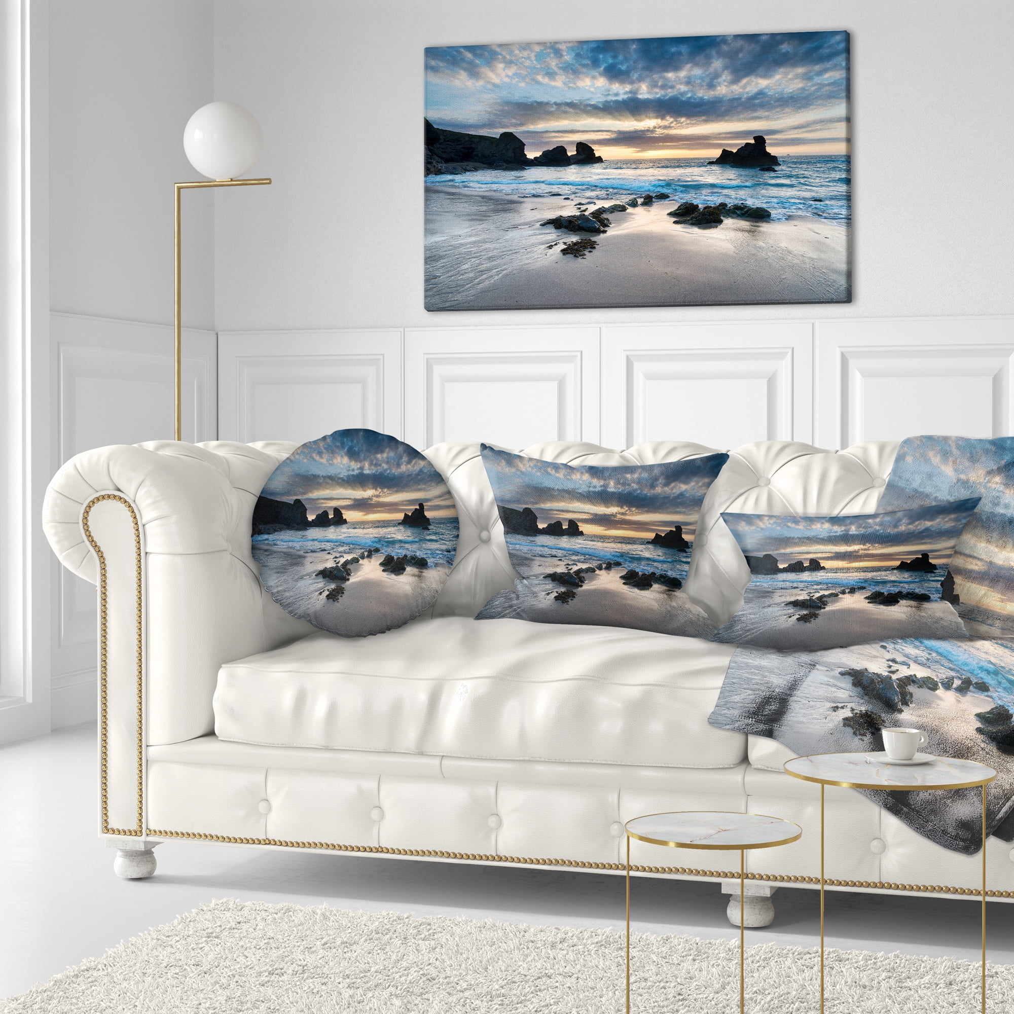 Designart Beautiful Porthcothan Bay - Seashore Throw Pillow - 12x20