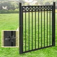 thumbnail image 2 of CAPHAUS 100FT Heavy Duty Flat Top Fence Barrier Kit, Anti-Rust Metal Steel Fence with 4FT Height X 6FT Width Panels, with Decorative Fence Gate, Posts, Connectors, Outdoor Fencing for Yard, 2 of 9