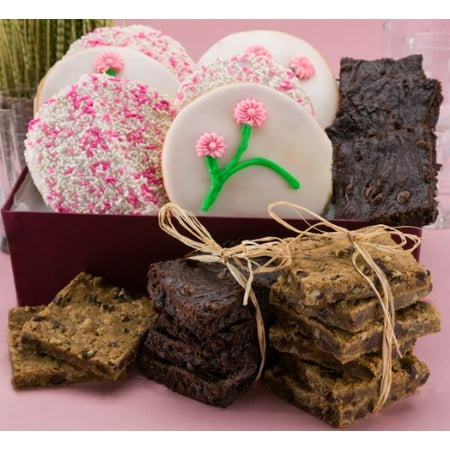 Gourmet Cookies And Brownies - Mothers Day Tulip Flower Gourmet Gift Box with Cookies and Brownies-special f...