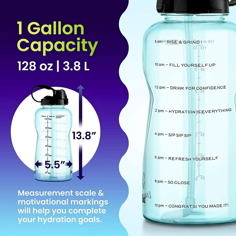 You Got This Living Motivational Water Bottle with Straw & Handle,One Gallon Water Bottle 128 oz/3.8L,Reusable Water Jug, Achieve All-Day Hydration