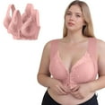 thumbnail image 4 of OWUUcdse Womens Wireless Front Closure Bras, Stretchy Seamless Lightweight 2PC Women's Bralette Pink Size 42, 4 of 4