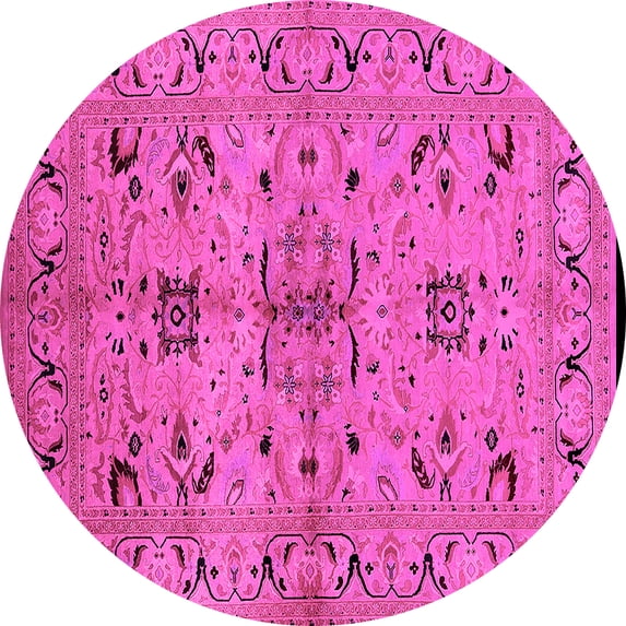 Ahgly Company Indoor Round Oriental Pink Industrial Area Rugs, 6' Round