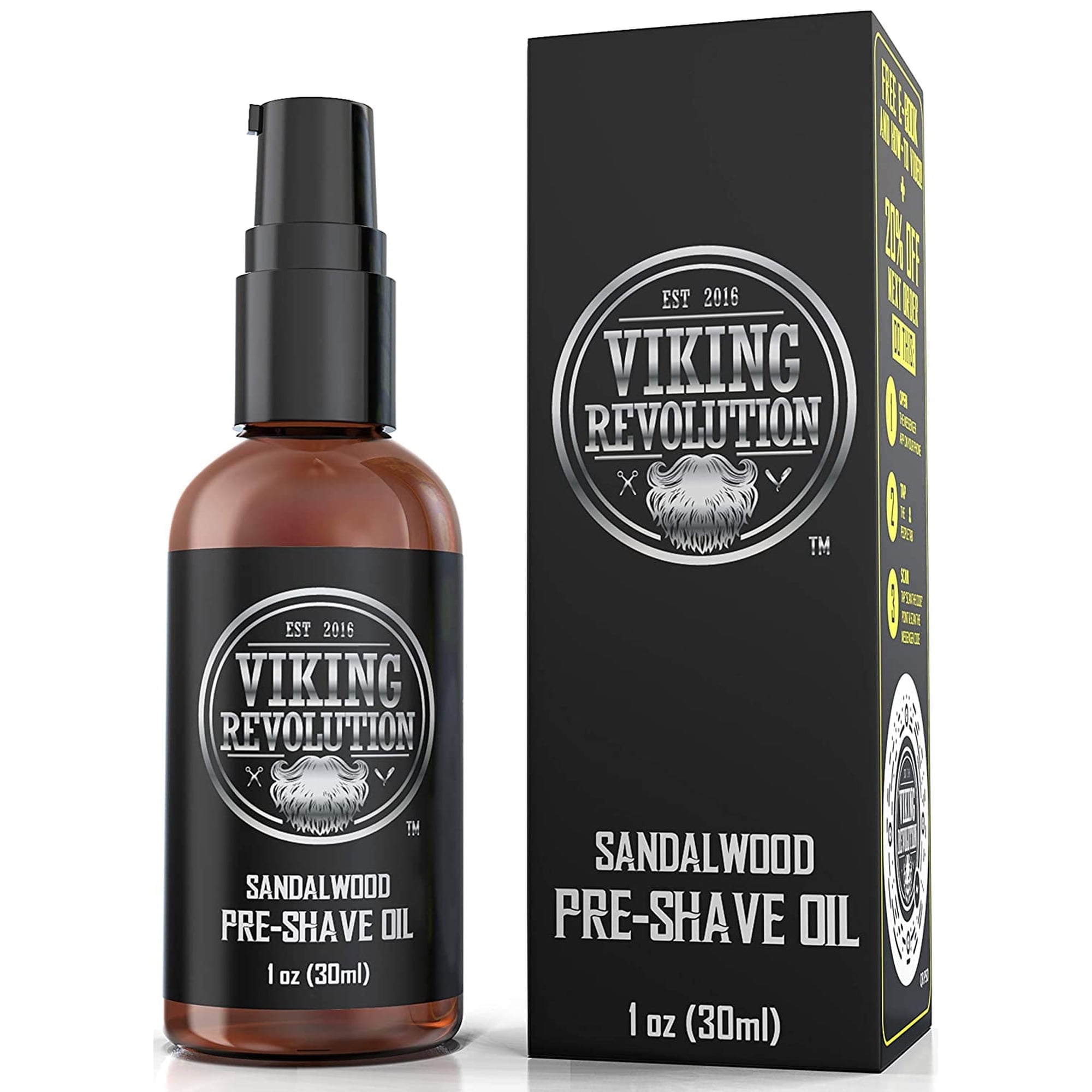 Viking Revolution Pre Shave Oil for Men - Best Shaving Oil with Sandalwood for Safety Razor, Straight Razor - for The Smoothest, Irritation Free Shave