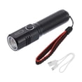 thumbnail image 1 of Linterna LED larga escalable Uxcell, linterna LED de aluminio recargable por USB de 3 modos, antorcha de luz blanca, negra, 1 of 6