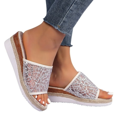 

JNGSA Women s Summer Platform Sandals Comfort Open Toe Slip On Chunky Slide Sandals Slippers