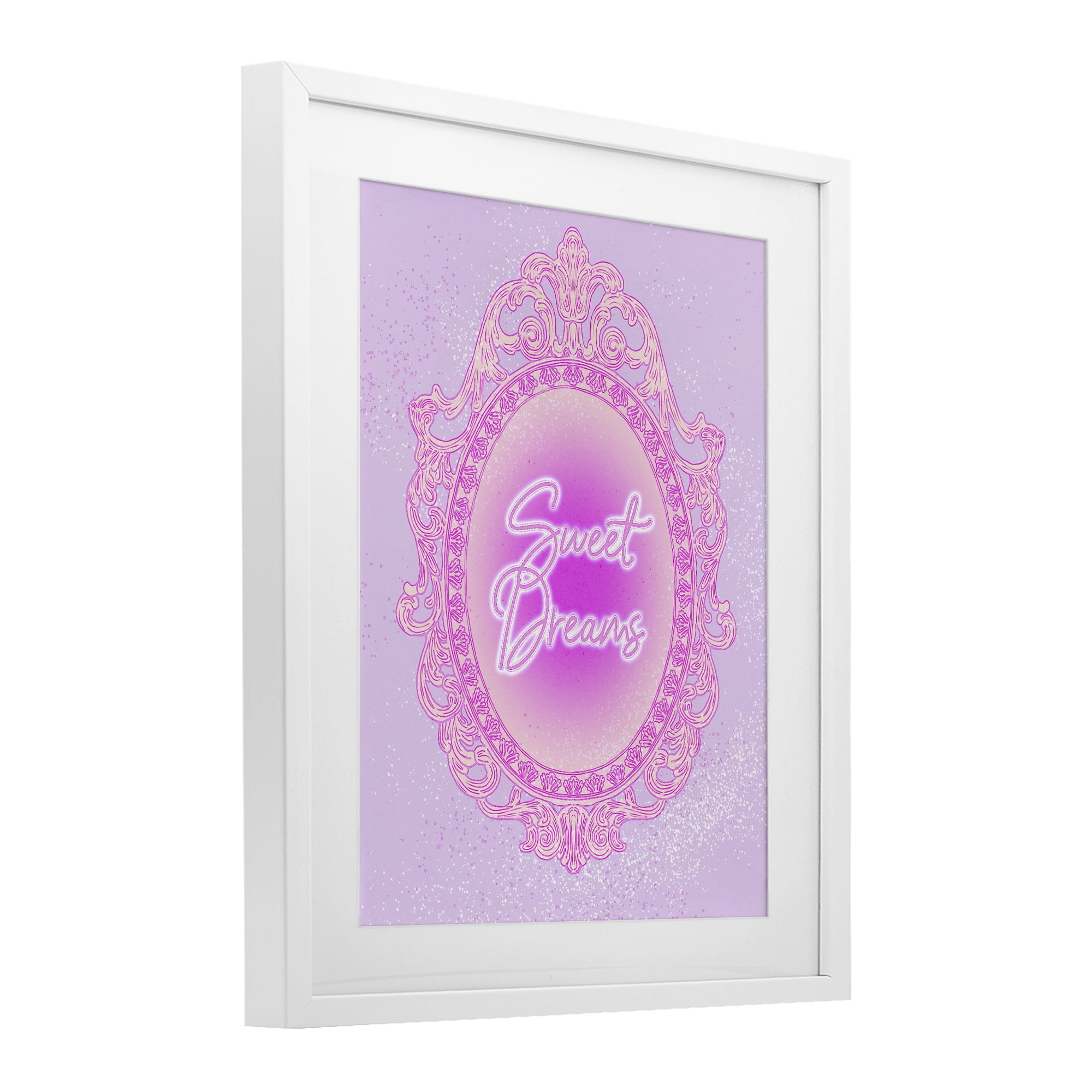 Stupell Industries Sweet Dreams Ornate Mirror White Framed Print Under Glass, design by Ziwei Li
