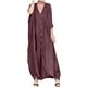 thumbnail image 2 of mfyjkho Vestidos midi para mujer, Vestido informal holgado de satén con cuello en V y botones de color liso para mujer Vestidos de otoño m, 2 of 8