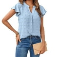thumbnail image 2 of fatyb Summer Tops for Women V Neck Ruffle Short Sleeve Blouses Casual Lightweight Dressy Shirts, 2 of 7