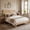 Oak, variant on VECELO Wooden Queen Size Bed with with Rattan Headboard for Adult, Enhanced by Support, Oak