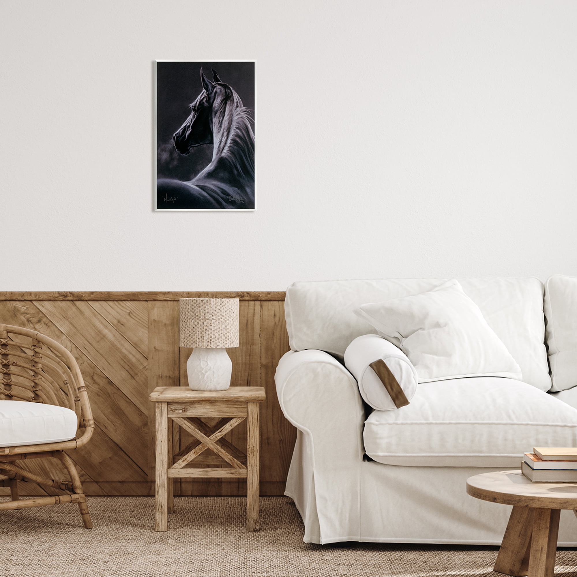 Stupell Industries Moonlit Horse Portrait Animals & Insects Painting Unframed Art Print Wall Art, 13 x 19