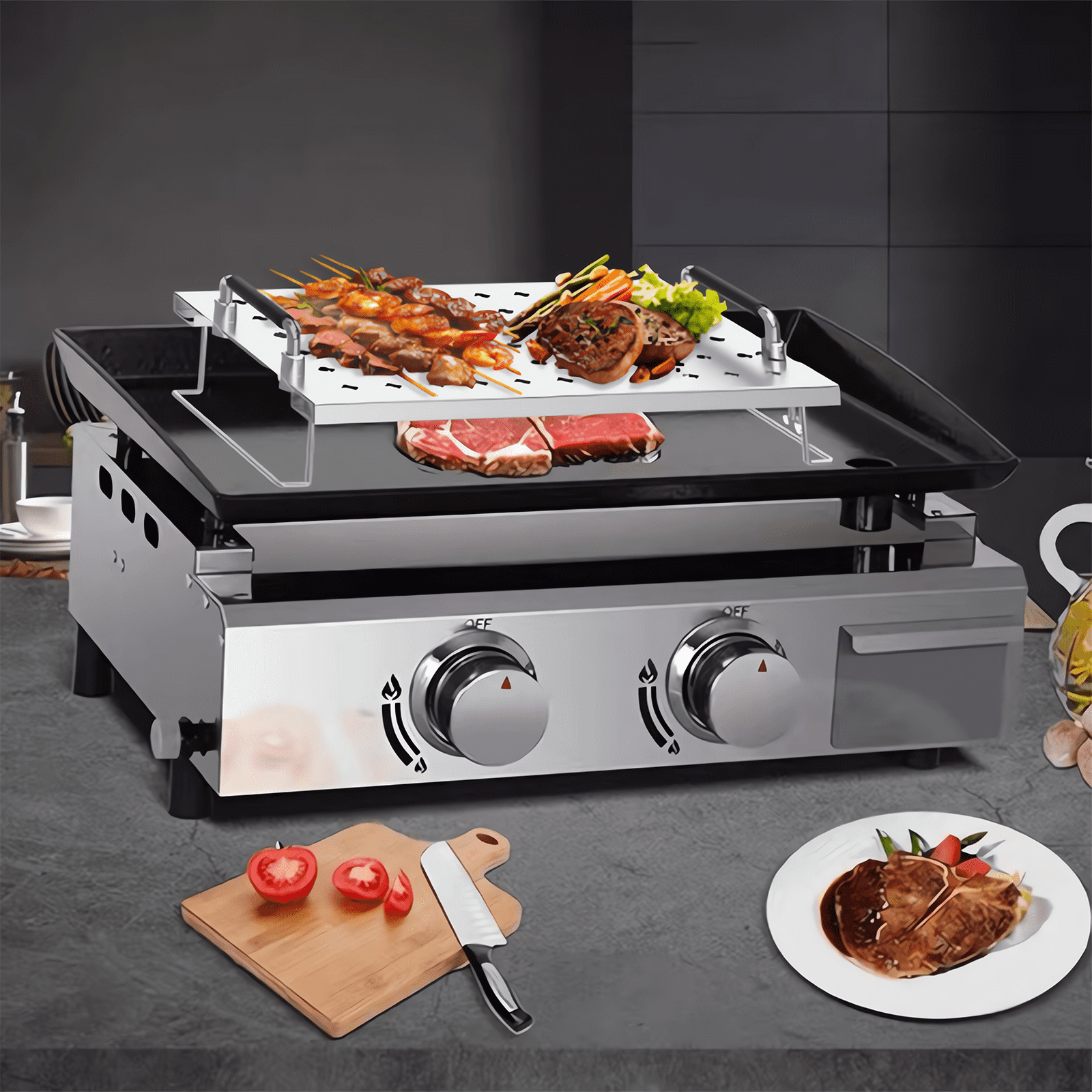 15"-28" Adjustable Griddle Warming Rack for Most Tabletop Flat-top Griddles, Universale Grill Warming Rack for Blackstone 17 22 28 36 Inch Griddle, Grill Accessories for Weber for Nexgrill