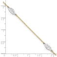 thumbnail image 4 of Auriga Fine Jewelry 14K Two-Tone Gold Diamond-Cut Leaf Anklet 10inch for Women, 4 of 7