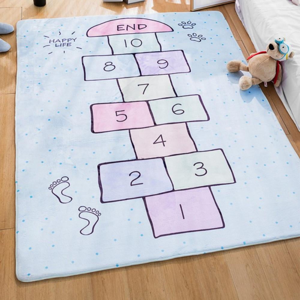 Hopscotch Rugs Hop and Count Fun Educational Area Rugs, Woven Anti Slip Floor Carpet, Kid’s