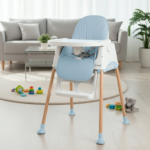 Bebbly Silla Alta para Bebé con Patas de Madera Antiderrapante Asiento Ergonómico con Charola y Arnés de Seguridad Ideal para Comer o Jugar Niños y Niñas desde 6 Meses Moderna y Fácil de Limpiar