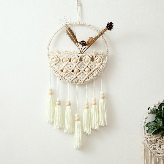 Macrame soporte de pared organizador de almacenamiento de revistas, decoración para colgar en , soporte para , bolsillo colgante tejido Los 50X25X12CM BLESIY Tapiz de macramé de pared
