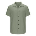 thumbnail image 5 of Men's Dress Shirts Solid Short Sleeve Stretch Wrinkle-Free Formal Shirt Business Casual Button Down Loose Fit Shirts, 5 of 8