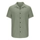thumbnail image 5 of Playera Elvqul para Hombre Casuales Algodón Verde Lino sin Estampado Manga Corta con Solapa Botones, 5 of 8