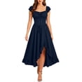 thumbnail image 4 of BRGZLK Womens Halloween Dress Gothic Sleeveless Smocked Ruffle Asymmetrical Hem Vintage Lace Up Tank Dresses Medieval Renaissance Festival Party Cosplay Costume Navy S, 4 of 6
