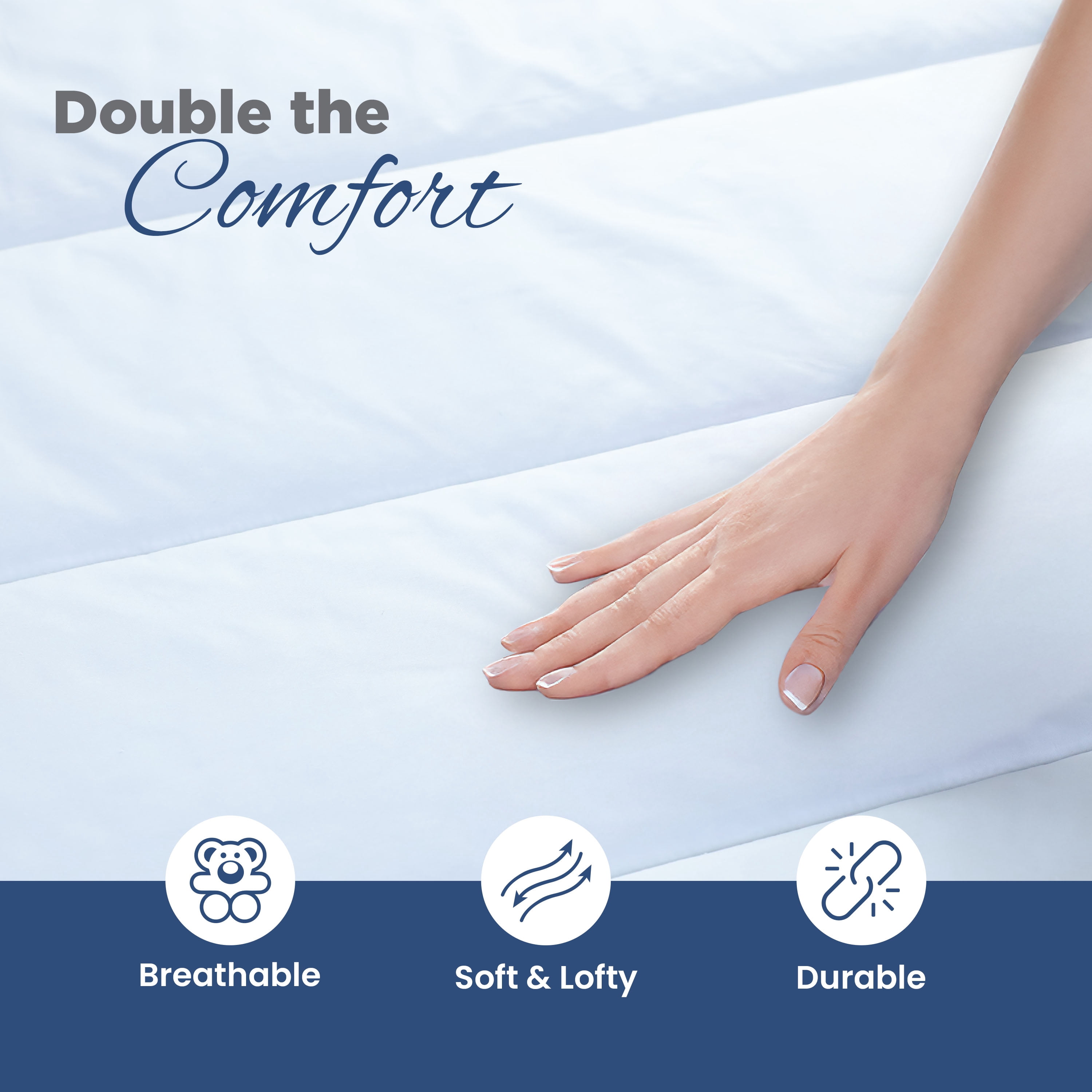 Martex Quilted Mattress Pad, Soft Breathable Polyester-Cotton Blend Fabric, Premium Polyester Fill Mattress Topper Pad, Deep Pocket Elastic Fit up to 18”, All-Season Comfort, Machine Washable, Queen