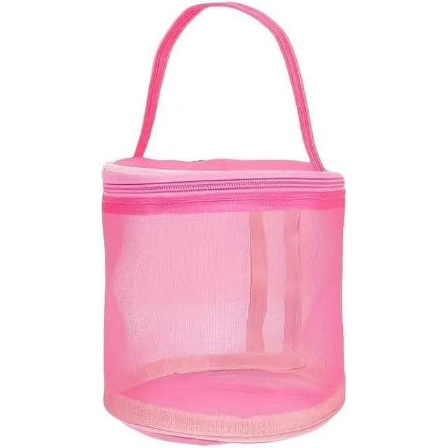 Yarn Storage Organizer Bag, Crochet Kit for Beginners, Yarn Holder, Thread Storage, Knitting Crochet Bag Organizer, Large Capacity Organizers with Spinning Drum Design & Drawstring Lid,pink