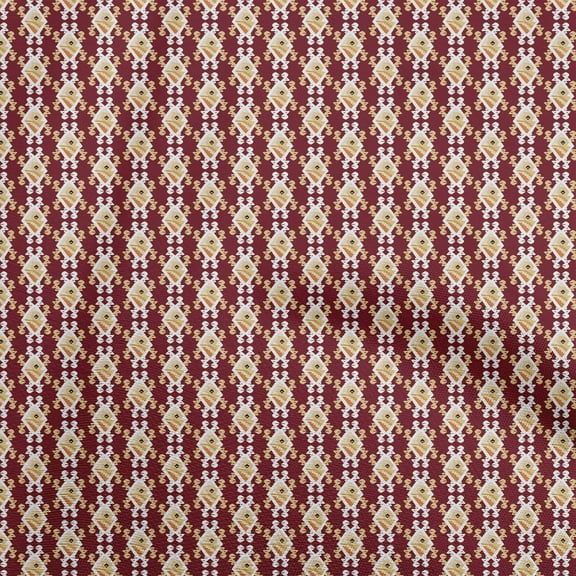 oneOone Cotton Jersey Maroon Fabric Asian Kilim Fabric For Sewing Printed Craft Fabric By The Yard 58 Inch Wide