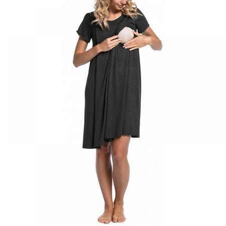 

URMAGIC Women Short Sleeve Nightgown Nursing Nightgown Breastfeeding Sleep Dress