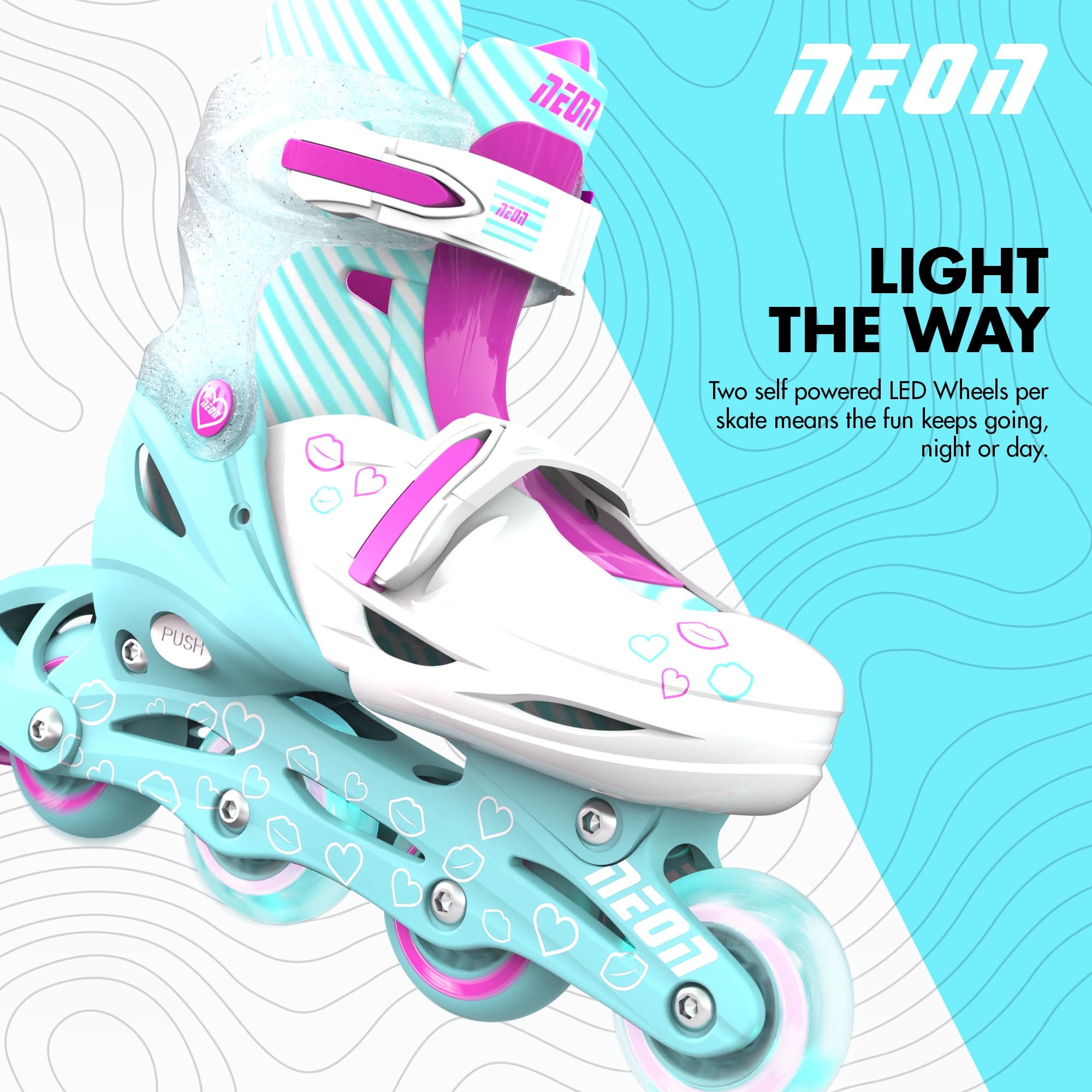 Yvolution Neon Kids Roller Skates Inline Size 3-6, One Pair, Skates for Boys and Girls, Green and Pink