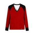thumbnail image 4 of QUNYINEY Women's Long Sleeve Shirts Crew Neck Colorblock Tops Pullover Loose Fit Classic T-Shirt, 4 of 6