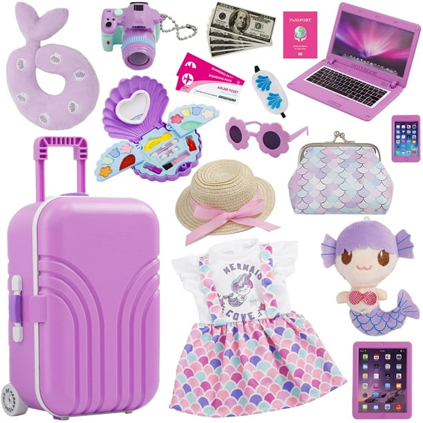 Set de maletas de viaje, muñeca Srua Don de 18 pulgadas con accesorios