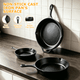 thumbnail image 4 of 3 Piece Cast Iron Skillet Set, TAIMASI 6", 8", 10" Pre-Seasoned Pan Cookware Set with Handles, Heavy-Duty Frying Pans for Saute, Cooking, Pizza, Oven Grill Stovetop Safe Cookware, 4 of 10