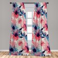 thumbnail image 2 of Floral Window Curtains, Watercolor Design of Spring Flowers Big Petals Orderly Repeated Artwork, Lightweight Decor 2-Panel Set with Rod Pocket, Pair of - 28"x84", Violet Blue Dark Coral, by Ambesonne, 2 of 3