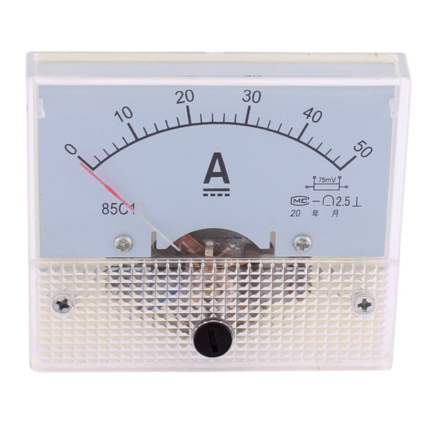 Medidor de panel rectangular de precisión Clase 2.5 DC 0-50A, medidor de corriente analógico 85LC1-AV blanco