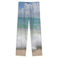 thumbnail image 4 of Beach Waves Tranquility Winter Female Pants Flannel High Waist Women Pants Lady Warm Straight Leg Plush Trousers, 4 of 7
