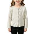 thumbnail image 2 of UACY Girls' Ribbed Knit Cardigan Long Sleeve Button down Lightweight Sweater Toddler Knitwear Button Closure Ruffled Outwear Tops, 2 of 6