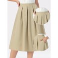 thumbnail image 2 of DARING DIVA Women's Vintage A-Line Silhouette High Waist  Business Midi Skirts S Khaki, 2 of 6