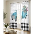 thumbnail image 5 of Farmhouse Wood Grain Sheer Curtains 84 Inch Length 2 Panels Set for Living Room/Bedroom, Modern Cactus Truck Black Plaid Kitchen Curtains Grommet Semi-Sheer Curtains Window Treatments 42"x84"x2, 5 of 7